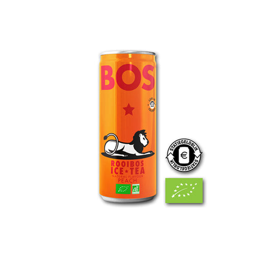 Bos ice tea peach bio blik 250ml. a12
