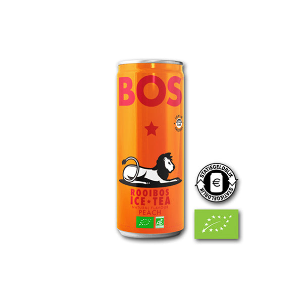 Bos ice tea peach bio blik 250ml. a12