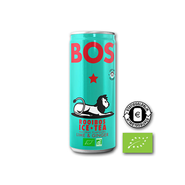Bos ice tea lime & ginger bio blik 250ml. a12