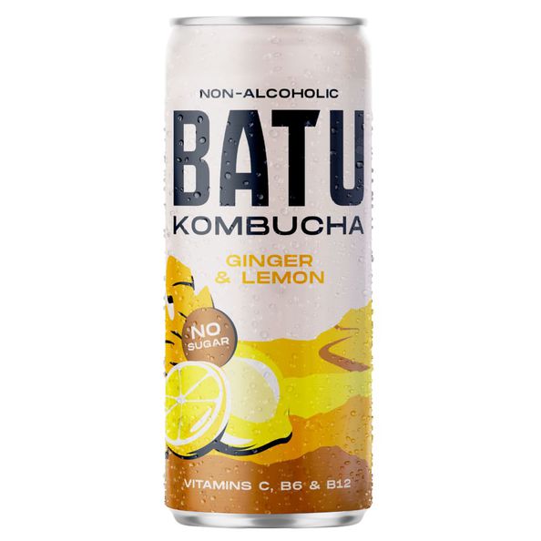 Batu kombucha ginger & lemon blik 25cl. a12