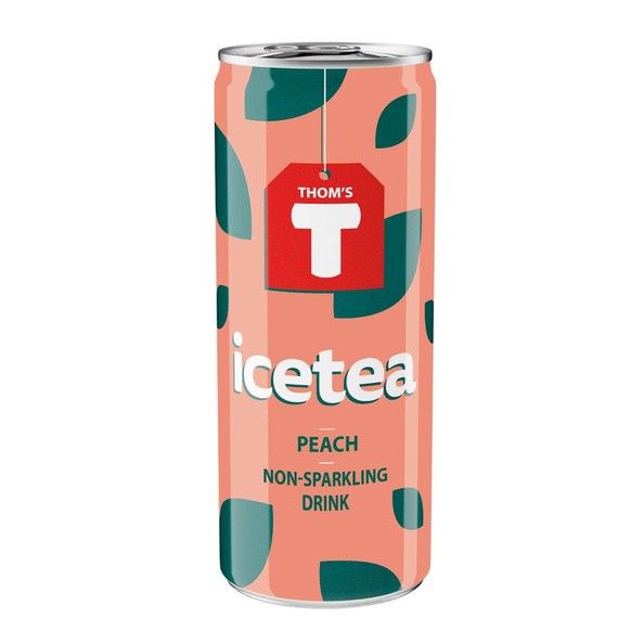 Thom's T icetea peach non-sparkling blik 25cl. a24