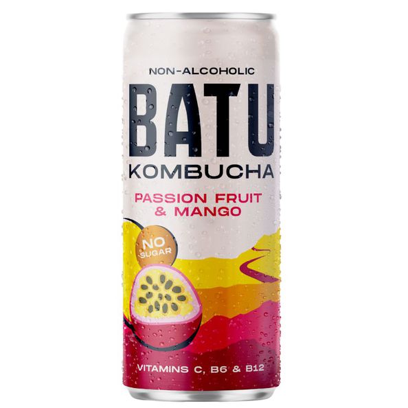 Batu kombucha passion fruit & hop blik 25cl. a12