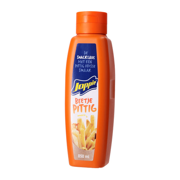 Joppiesaus beetje pittig knijpfles 850ml.