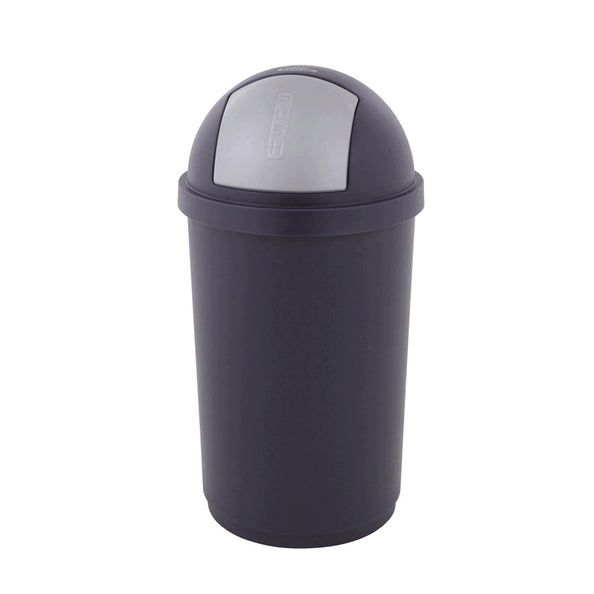 Afvalbak met pushdeksel blauw/zilver 45ltr