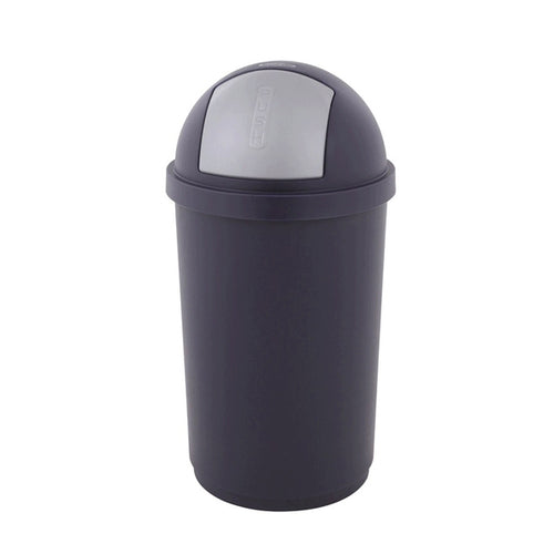 Afvalbak met pushdeksel blauw/zilver 45ltr