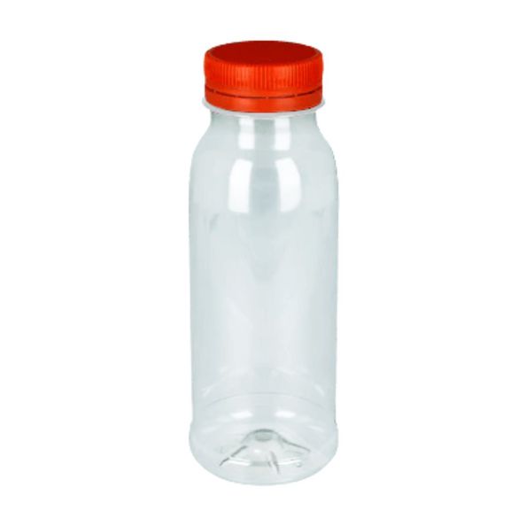 Fles RPET 250ml. met oranje dop a240