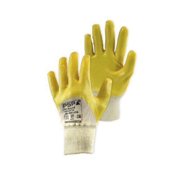 Werkhandschoen NBR Allround geel mt.9/L 144 paar