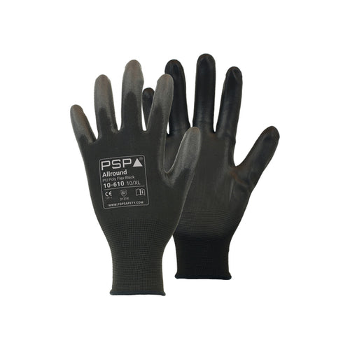 PSP 10-610 PU Zwart Werkhandschoen 12 paar maat 7/S