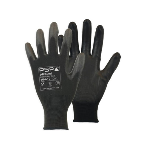 PSP 10-610 PU Zwart Werkhandschoen 12 Paar maat 8/M