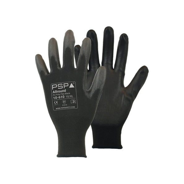PSP 10-610 PU Zwart Werkhandschoen 12 Paar maat 9/L