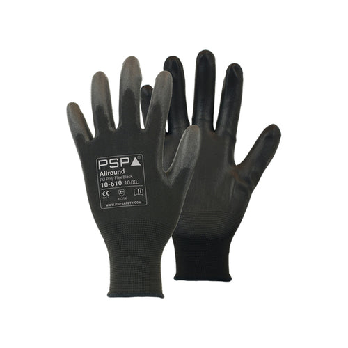 PSP 10-610 PU Zwart Werkhandschoen 12 Paar maat 9/L
