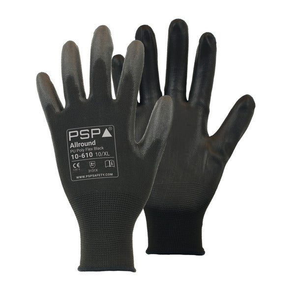 PSP 10-610 PU Zwart Werkhandschoen 10x12pr mt. 11/XXL