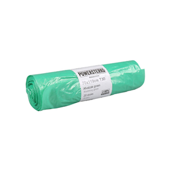 Afvalzak powersterko groen 70x110cm T30 15x20st