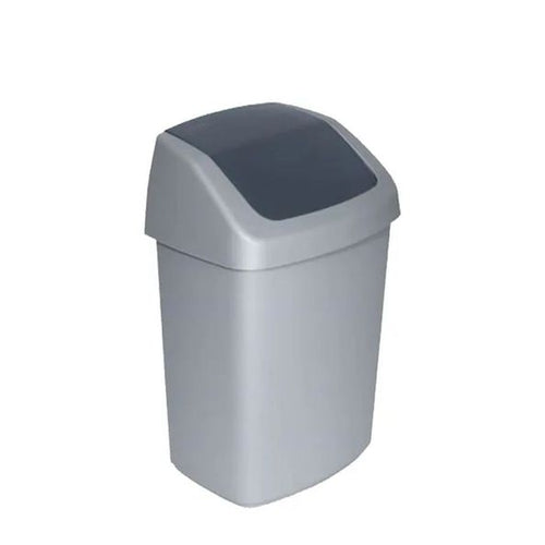 Curver Afvalbak Swing 15 liter. Zilver/Antraciet