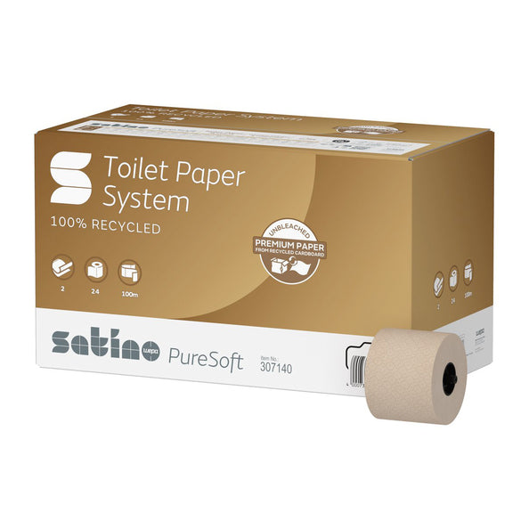 Satino puresoft toiletpapier met dop 2lgs 100m a24