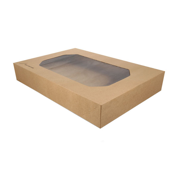 Cateringdoos bio kraft met venster 56x32x8cm a10