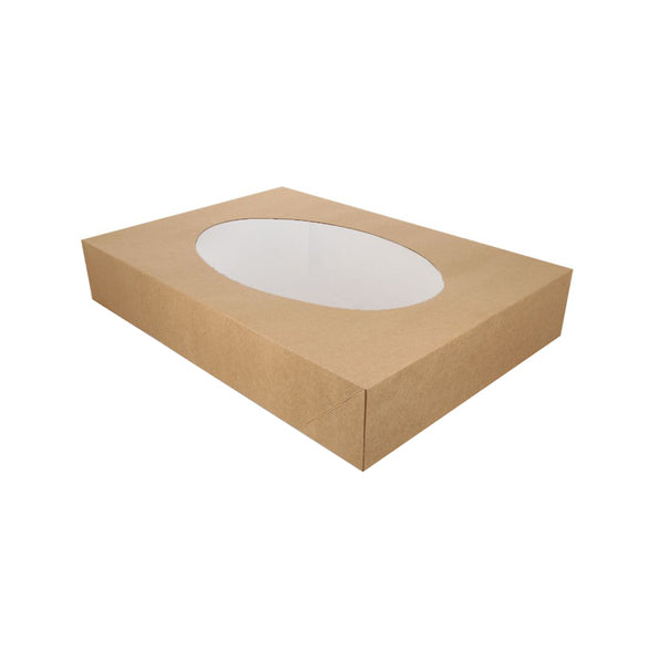 Cateringdoos bio kraft met venster 46x32x8cm a10