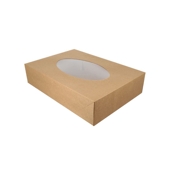 Cateringdoos bio kraft met venster 36x25x8cm a10