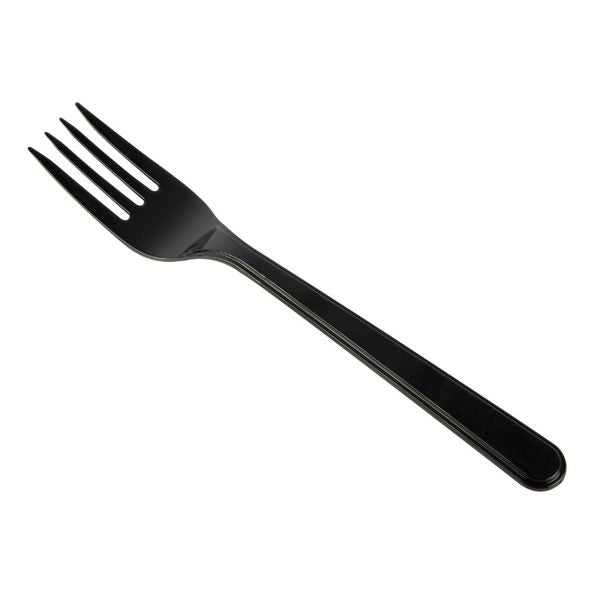 Vork herbruikbaar zwart PP 185mm. a50