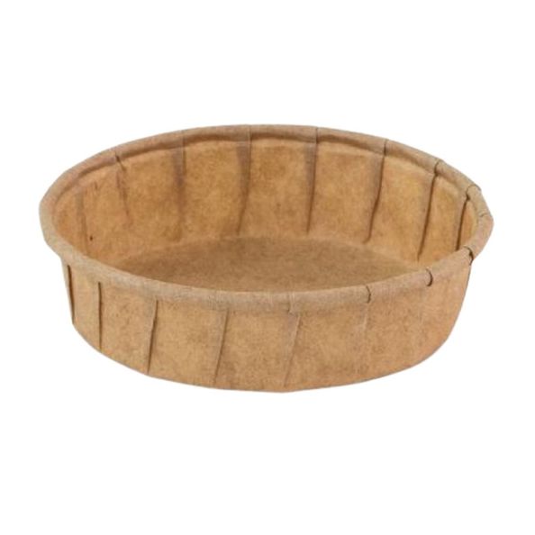 Bakje papier rond laag bruin 30ml. a200